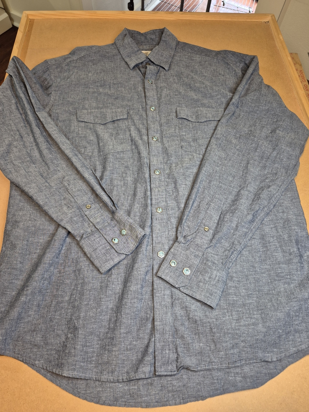 Acorn Blue Chambray Button Shirt with Turquoise Snaps 4501/13